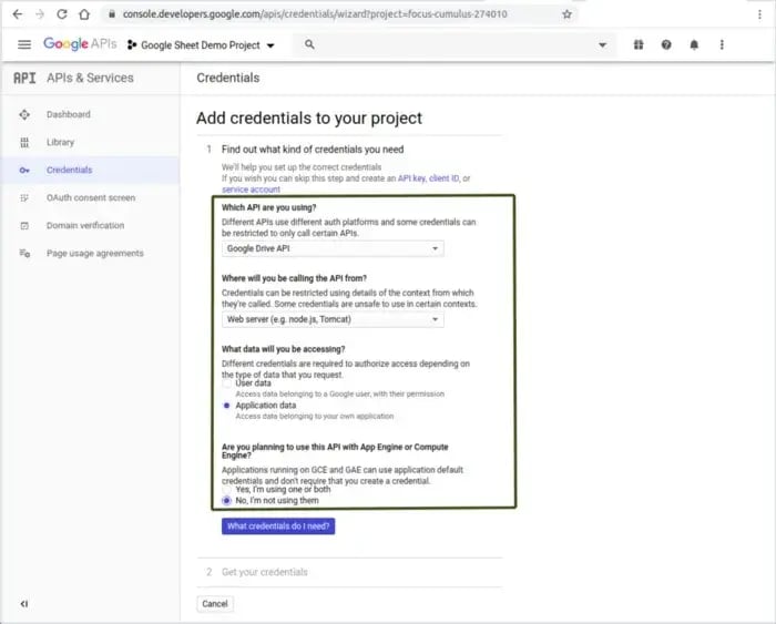 Add credentials to your project
