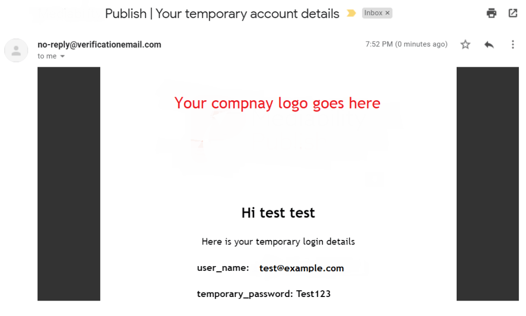 Temporary account details